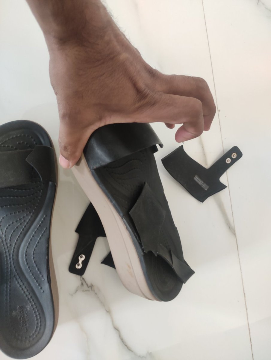 ydipak41's tweet photo. Bought Crocs Brooklyn Sandals for my friend. She wore them only 2–3 times and they completely broke while taking them to a wedding. Really disappointed.

@Crocs @CrocsIndia please look into this and provide a replacement. https://t.co/H2QBpqeRxy