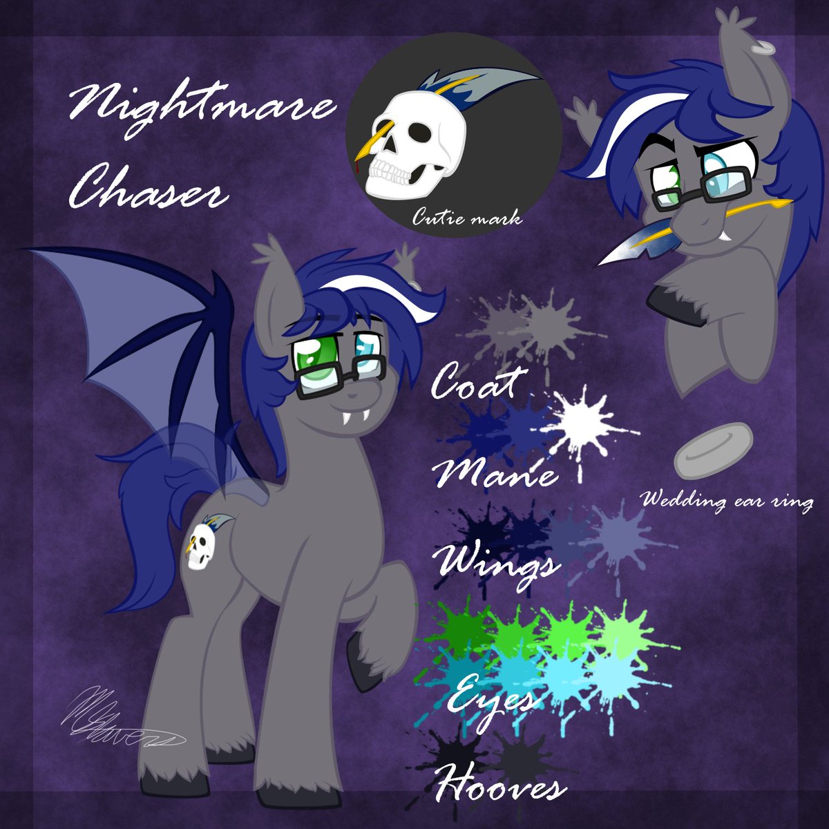 WelcherNicholas's tweet photo. @HazelHellhound I have several but id like to introduce my bat pony who are both famout in different entertainment industries. The brother, Nightmare Chaser, is a horror author while the sister, Night Singer, is a pop idol. https://t.co/w2aYHTgav3