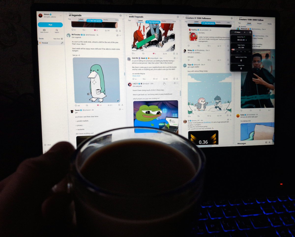 feeling sick today, my temperature is around 38.5 but 

still started day with a cup of cocoa and x pro 

good morning my ct fam