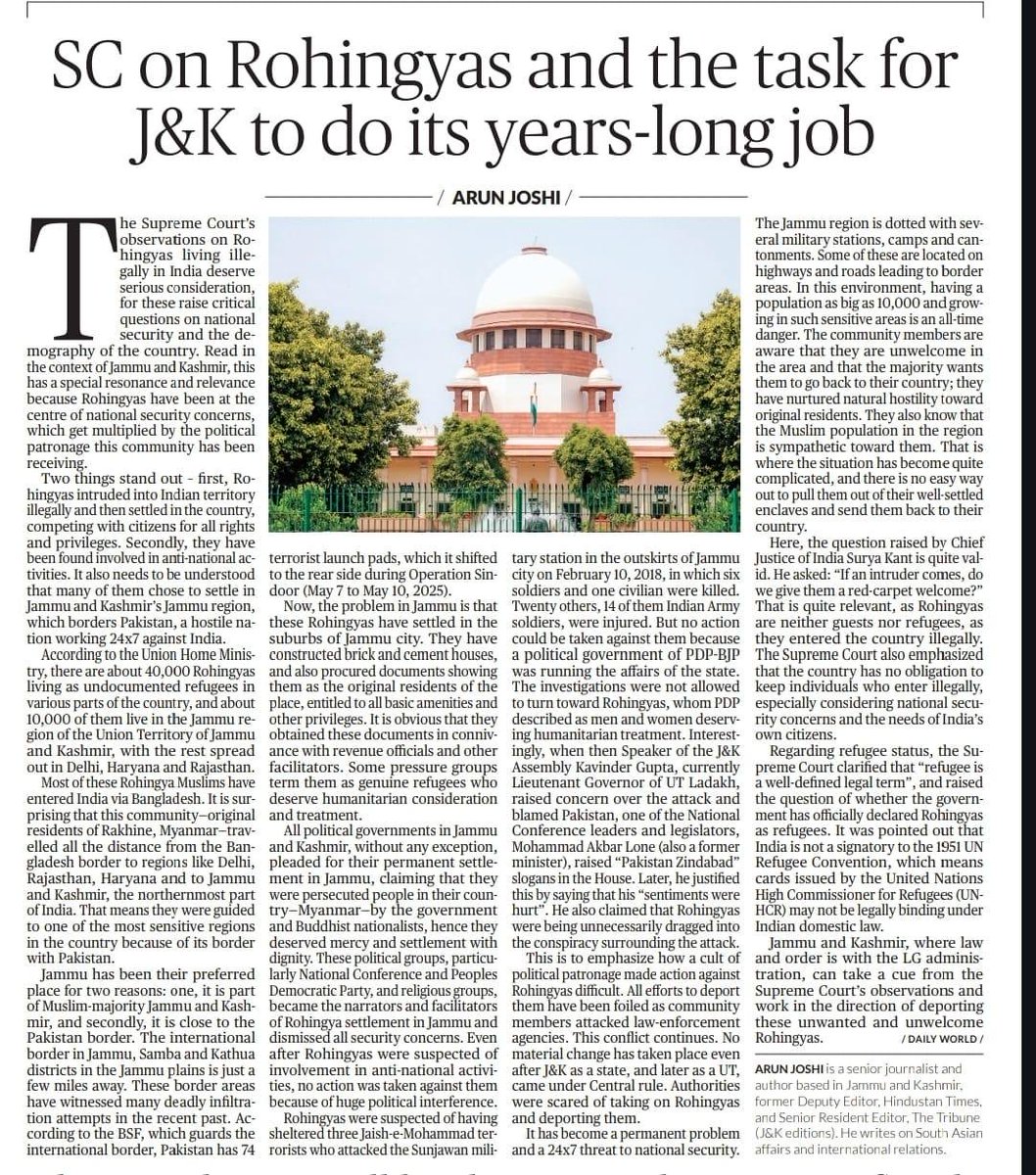 Rohingyas’ issue needs to be revisited from national security point of view. ⁦<a href="/PMOIndia/">PMO India</a>⁩ ⁦<a href="/AmitShah/">Amit Shah</a>⁩ ⁦<a href="/OfficeOfLGJandK/">Office of LG J&K</a>⁩