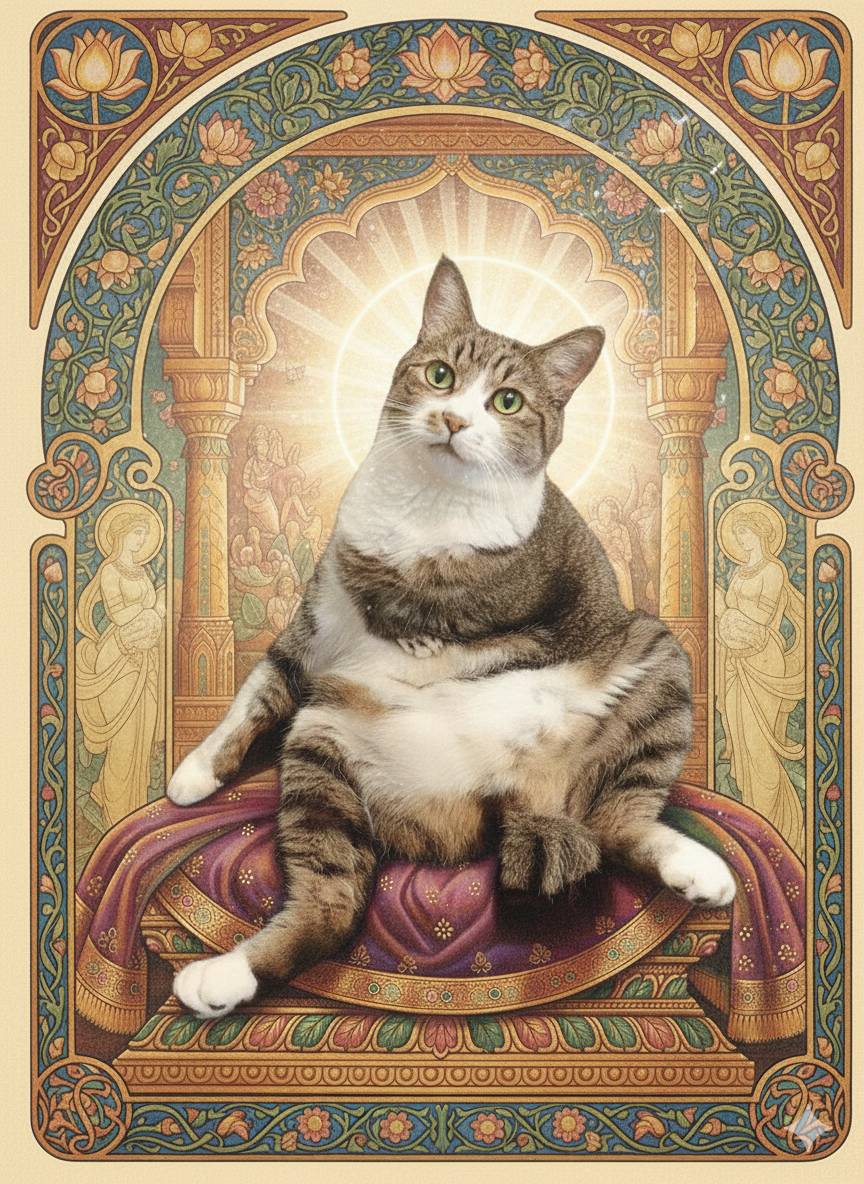 futuredegan's tweet photo. This cat dressed as a saint is going GIGA viral on X right now.  

Literally the Cat Pope

https://t.co/SCyfTkL7fS https://t.co/T6M25I1Qgt