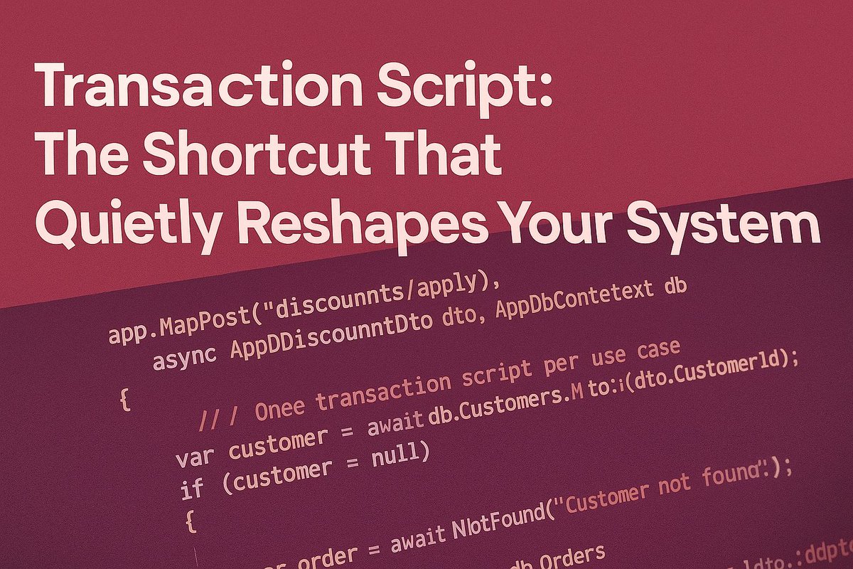 aspnetcore_news's tweet image. Enterprise Patterns for ASP .NET Core Minimal API: Transaction Script Pattern – The Shortcut That Quietly Reshapes Your System by @cwoodruff woodruff.dev/enterprise-pat… #aspnetcore
