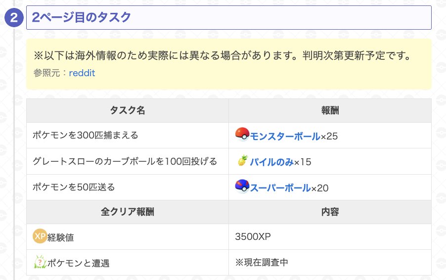 gamewith_pkgo's tweet image. 📝続行リサーチ：この一投最新情報📝

全てのページが判明！

マスターボールは4ページクリアで獲得できます。

※海外情報のため実際には異なる場合があります。

▼詳細はこちら
pokemongo.gamewith.jp/article/show/5… 
#ポケモンGO