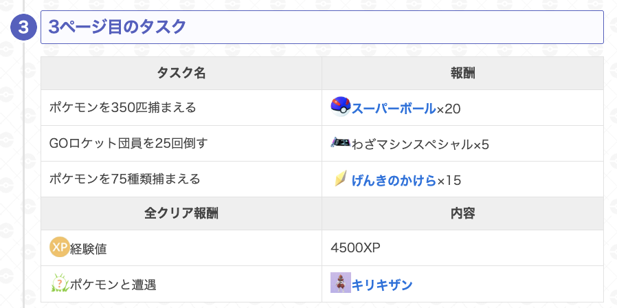 gamewith_pkgo's tweet image. 📝続行リサーチ：この一投最新情報📝

全てのページが判明！

マスターボールは4ページクリアで獲得できます。

※海外情報のため実際には異なる場合があります。

▼詳細はこちら
pokemongo.gamewith.jp/article/show/5… 
#ポケモンGO