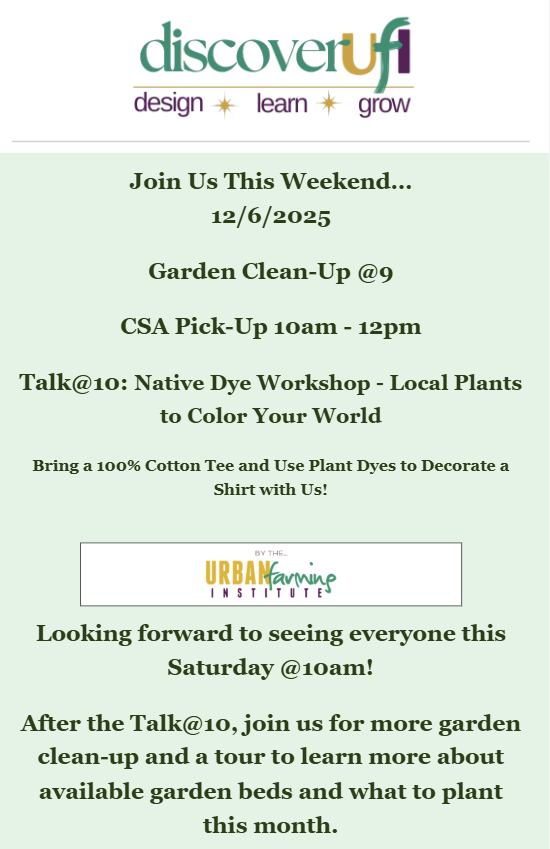 ufiorg's tweet photo. Urban Farming Institute: This Saturday Garden Clean Up @9am, Talk@10: Local plant dyes - Bring a 100% cotton shirt for our workshop! 1st CSA Pick up from 10am - 12pm. - https://t.co/HB1NF4MEPj https://t.co/gUwPOCWG48