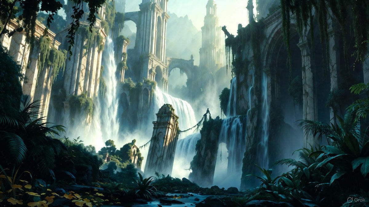 ༺ Tʜᴇʀᴀᴠɪɴᴇ: Tʜᴇ Sᴜɴᴋᴇɴ Cɪᴛʏ ༻

Centuries ago, the Sky-Tear swallowed the Aethelian capital, folding it into a verdant chasm.

Broken spires poke through waterfalls, moss drapes ruined forums, and orchids bloom through shattered windows.

Every level tells a story, from