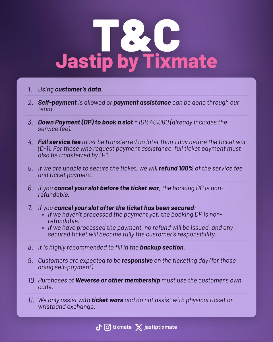 jastiptixmate's tweet photo. JASTIP / JASA WAR / TICKETING SERVICE
[2026 IVE WORLD TOUR <SHOW WHAT I AM> IN KUALA LUMPUR]

Fee : IDR 350k-425k/tix

✅  Customer’s data
✅ 100% refundable if tickets are not secured
👥 Experienced team

BOOKING SLOT‼️
🔗https://t.co/7r9hVnHA9J

#IVE #ShowWhatIHave #IVEConcert https://t.co/xhztfpWeG2