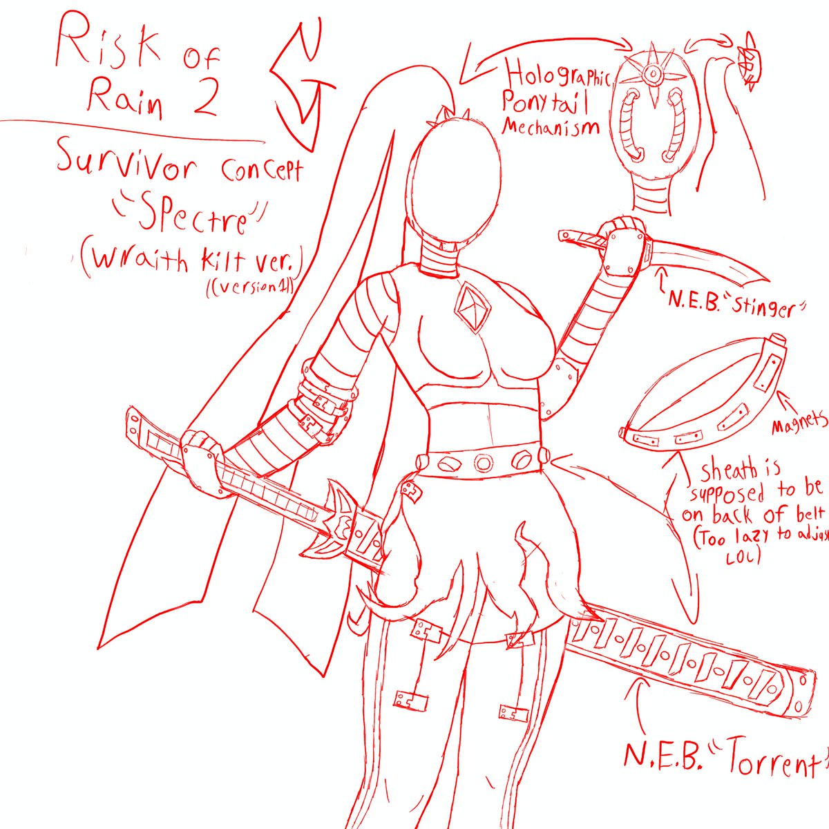 Spirit_F0x's tweet photo. I drew a character concept that's been on my mind for a while for Risk of Rain 2, a survivor called Spectre! The design is a rough draft but I had fun drawing her!

#riskofrain2 #art #originalcharacter https://t.co/t08pUlw9zb