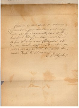 A second aged parchment page, similar to the first, with cursive handwritten text, signatures, and seals; shows a continuation or related clause of a formal agreement, yellowed paper with visible creases and ink blots.
