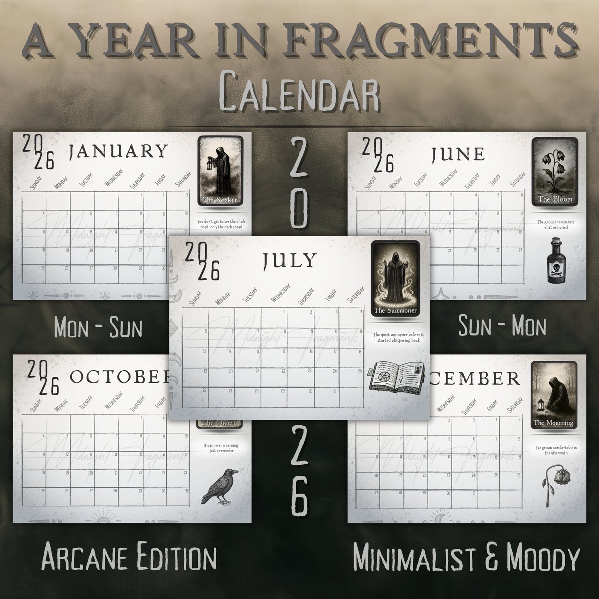 Midnight_Frag's tweet image. Time slips in strange ways this season.
My 2026 Calendars are sitting at 70% off, if you’d like a moody companion for the months ahead.
Minimal, atmospheric, stitched together for people who live in the quiet edges of things🖤
#Polaroid #Arcane
etsy.me/4pb4hjw via @Etsy