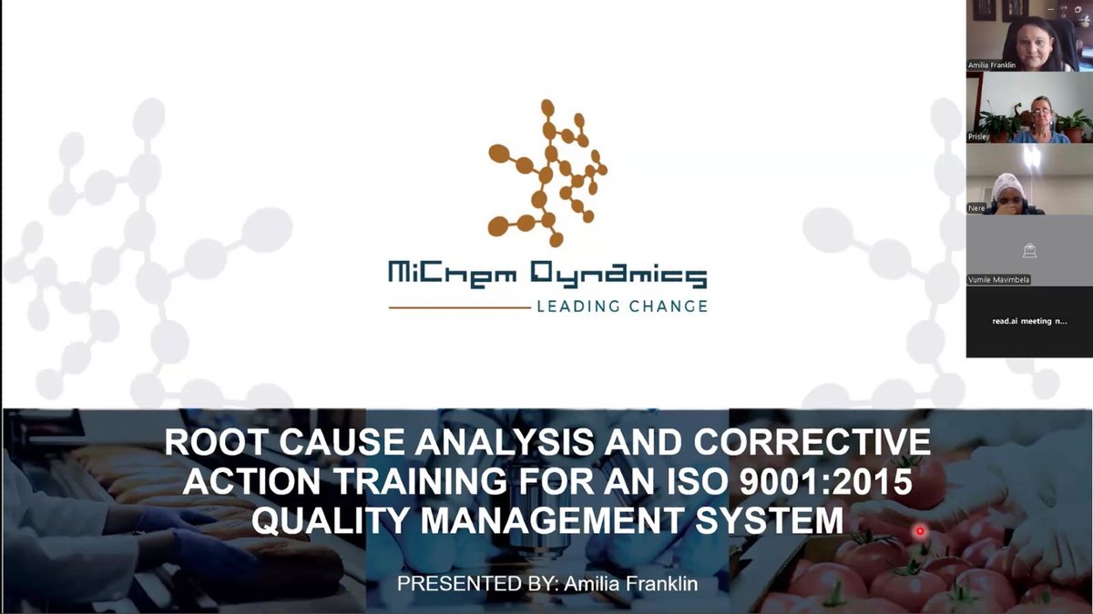 MiChemDynamics's tweet image. QUALITY TRAINING SUCCESS!
12 Nov 2025, we completed online public training:
ISO 9001: Root-Cause Analysis &amp;amp; Corrective Action, facilitated by Amilia Franklin! 🙌✨
 michemdynamics.com/quality-servic… 
📨 anna@michemdynamics.com 
#MiChemDynamics #ISO9001 #RootCauseAnalysis #CorrectiveAction