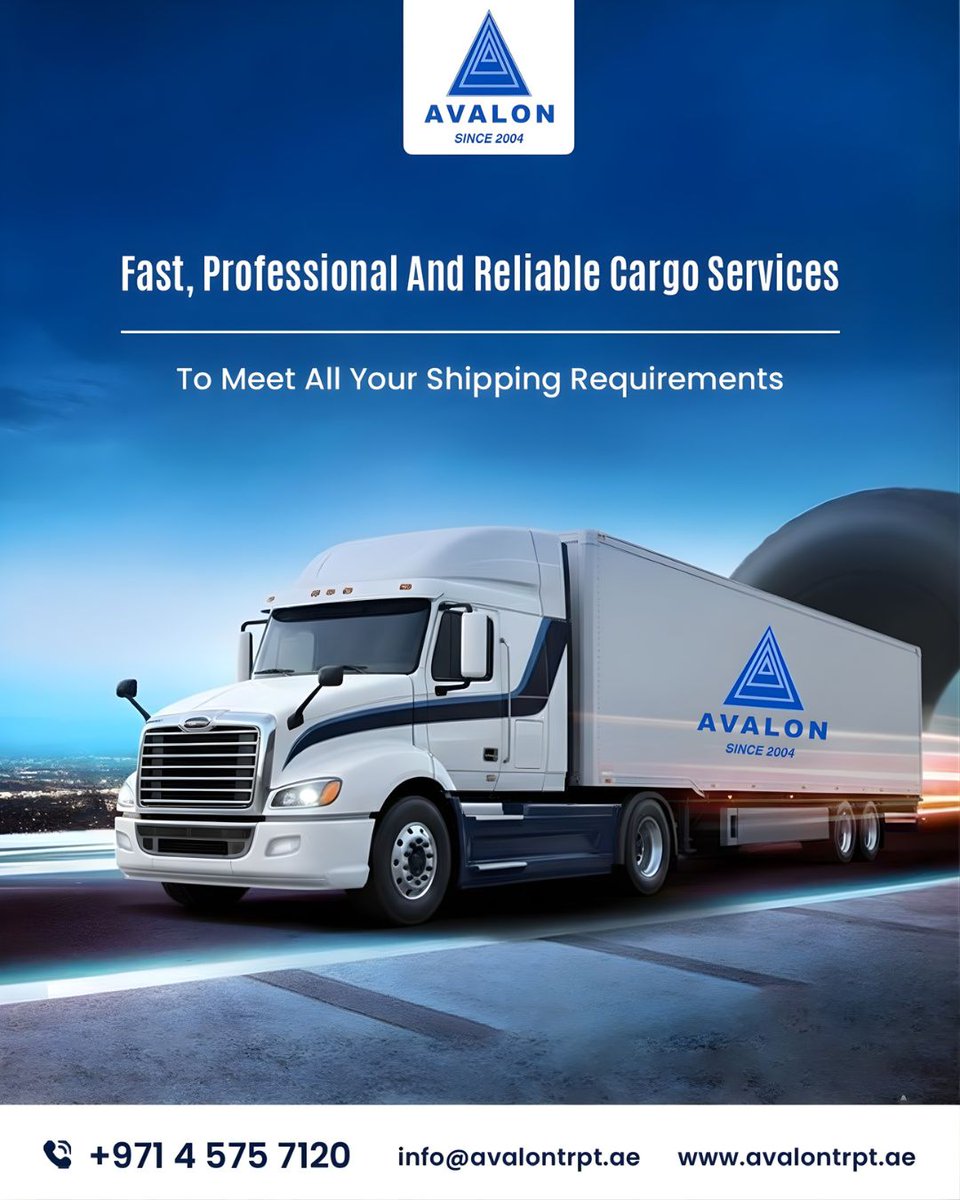 Avalontranspor's tweet image. Experience fast, professional, and reliable shipping solutions tailored to your needs. From seamless logistics to secure transportation, we ensure every shipment reaches safely and on time.
avalontrpt.ae

#CargoServices #FreightShipping #LogisticsSolutions