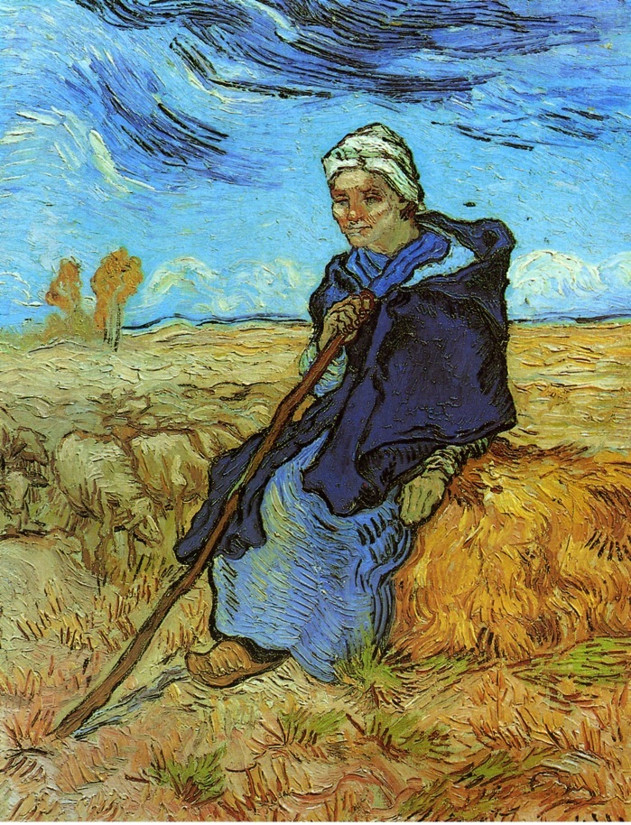 The Shepherdess (after Millet) - 1889 #artbots #vangogh