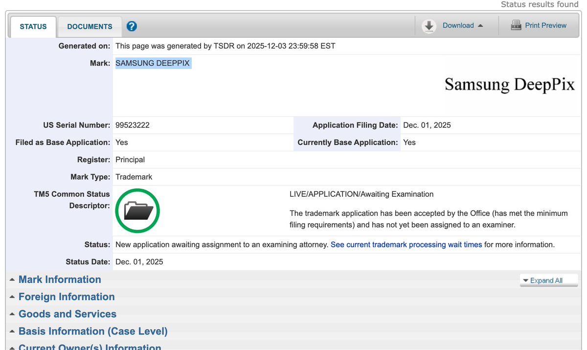 stufflistings's tweet image. Samsung has trademarked Samsung DeepPix.

- The trademark description hints at it being a new CMOS sensor
- Might replace ISOCELL in the coming times.