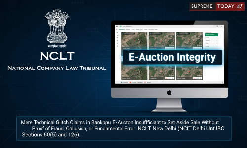 SupremeTodayAI's tweet image. Mere Technical Glitch Claims in Bankruptcy E-Auction Insufficient to Set Aside Sale Without Proof of Fraud, Collusion, or Fundamental Error: NCLT New Delhi (Under IBC Sections 60(5) and 126).

news.supremetoday.ai/mere-technical…

#IBC #BankruptcyAuction #NCLTEAuction