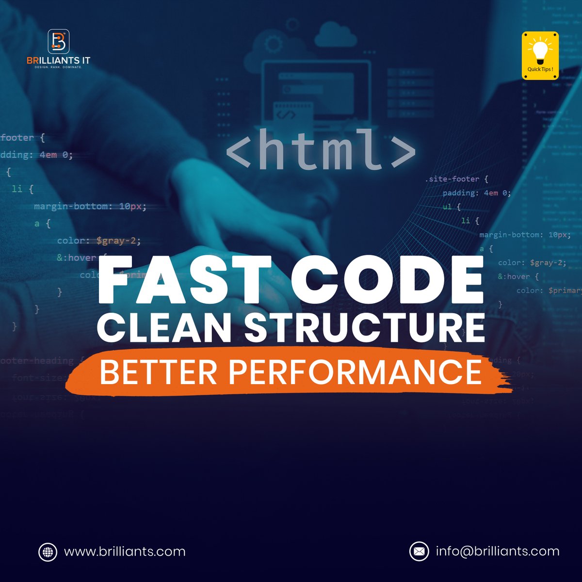 Brilliantsit9's tweet image. Fast code, clean structure, better performance! 🚀
Want a website that loads fast and performs better? Let Brilliants IT help.

#FastCode #SEO #WebOptimization