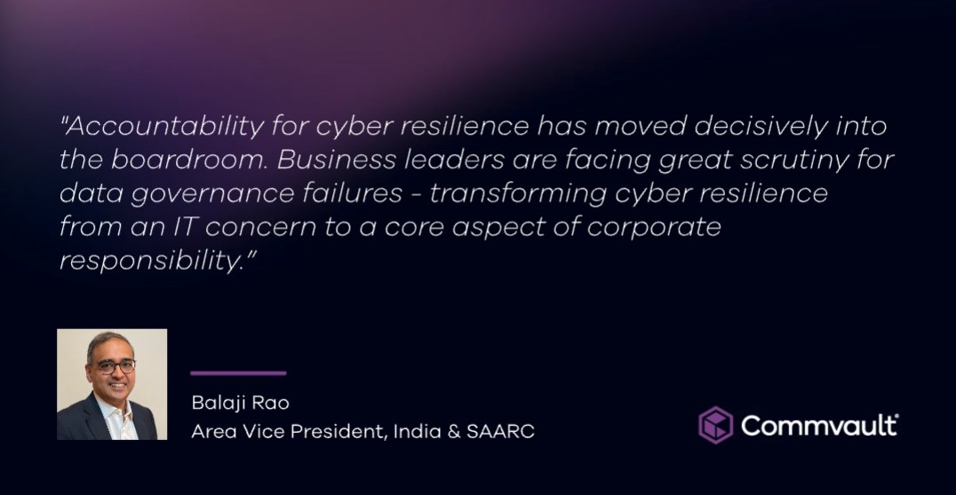 Compliance isn’t enough for India’s data-first future. Commvault's Balaji Rao highlights that organisations need to embed cyber resilience as a core capability to safeguard data, maintain trust and stay ready for what’s next. bit.ly/4iC8vOx

#CyberResilience #Compliance