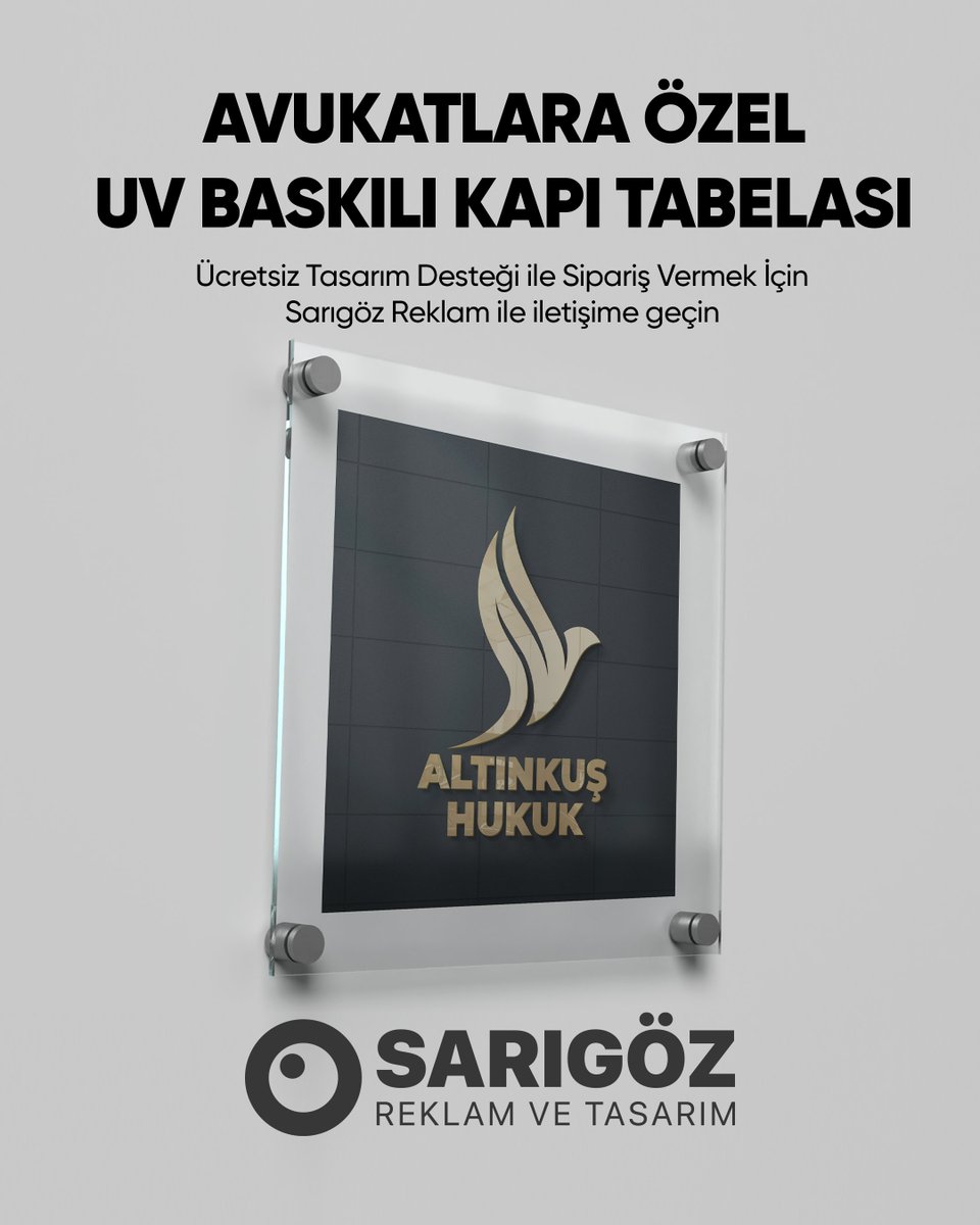 sarigoztasarim's tweet photo. Avukatlara Özel UV Baskılı Kapı Tabelası ⚖️✨
Ofisinizin prestijini yansıtan, uzun ömürlü ve şık UV baskılı kapı tabelaları Sarıgöz Tasarım’da hazırlanıyor.

📞 WhatsApp &amp; Bilgi: 0530 450 16 01
🌐 Web: https://t.co/3n8VlMedS0

#AvukatTabelası #UVBaskı #KapıTabelası https://t.co/kdYwepnMYf