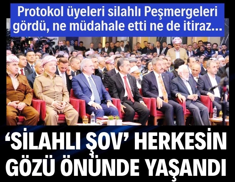 Korumaların ağır silahlarla gövde gösterisi yaptığı sırada Barzani’nin yanında Vali, İçişleri Bakan Yardımcısı, Cumhurbaşkanlığı danışmanı ve milletvekilleri oturuyordu.

nefes.com.tr/silahli-sov-he…