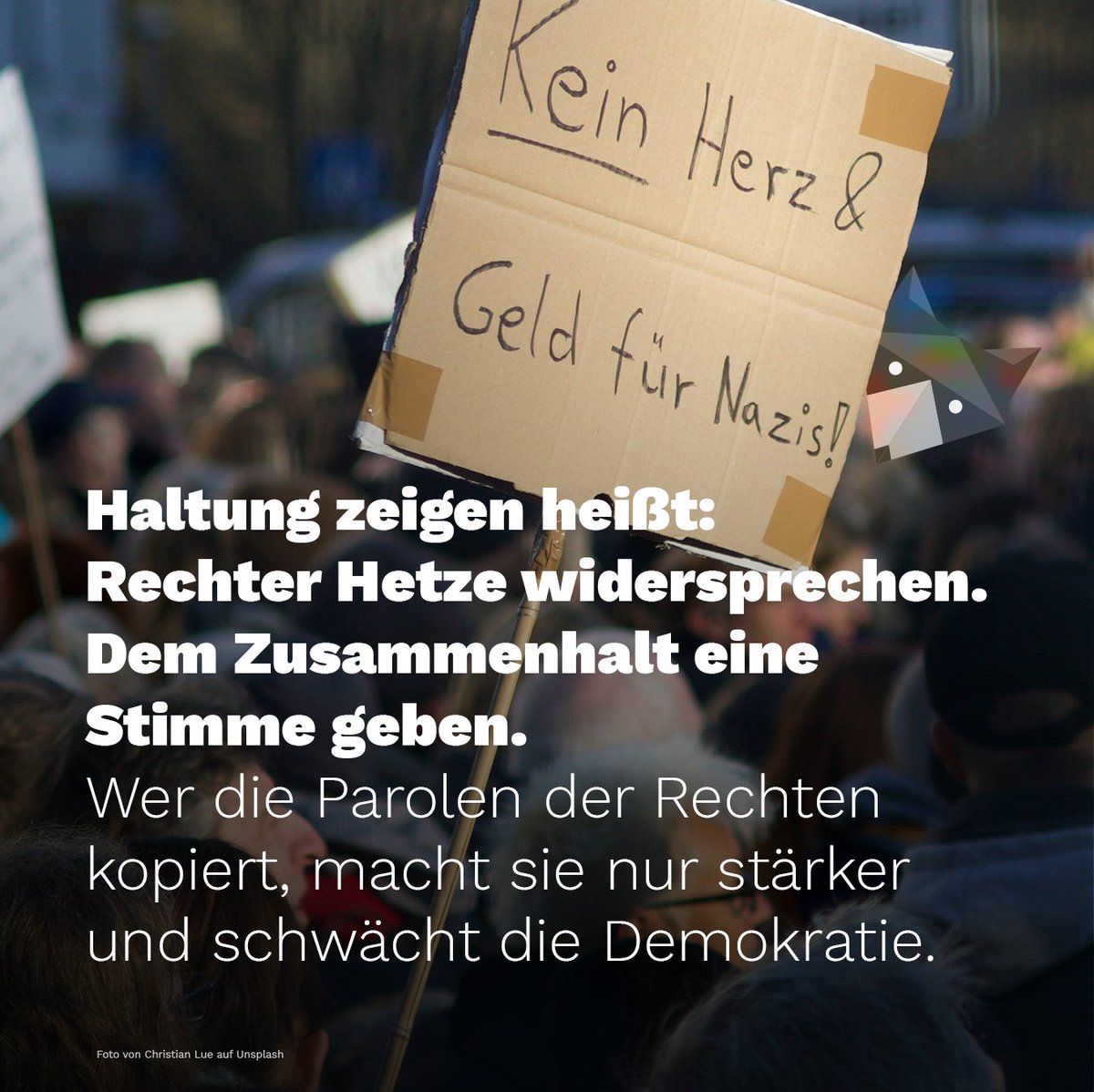 4. Dezember – Haltung zeigen.

Rechter Hetze widersprechen. Zusammenhalt stärken.
Denn wer rechte Parolen kopiert, macht sie nur stärker – und schwächt die Demokratie.

#HaltungZeigen #NieWieder #DemokratieStärken #SachsenAnhalt #DieLinke