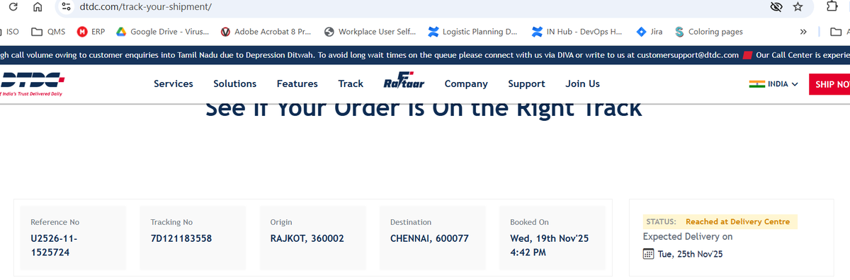 rgopi's tweet photo. @DTDCIndia You people are really working? no updates after made multiple calls, escalations https://t.co/I7ndgWZC09