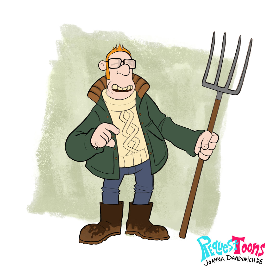 JoTheZette's tweet image. Another from RequestToons 56- it's the Farmer from #ShaunTheSheep!
....
#RequestToons is my monthly livestream where I draw what I'm told by the chat. Requests/commissions can only be submitted during the livestream. Sub on YT @JoannaDavidovich for the best chance to participate!
