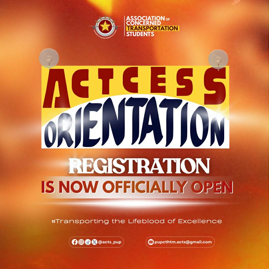 acts_pup's tweet image. 𝐑𝐞𝐠𝐢𝐬𝐭𝐫𝐚𝐭𝐢𝐨𝐧 𝐢𝐬 𝐧𝐨𝐰 𝐎𝐏𝐄𝐍!
Be part of ACTCESS and serve through your chosen committee — 𝐒𝐞𝐜𝐫𝐞𝐭𝐚𝐫𝐢𝐚𝐭, 𝐂𝐫𝐞𝐚𝐭𝐢𝐯𝐞𝐬, 𝐏𝐫, 𝐨𝐫 𝐓𝐞𝐜𝐡 &amp;amp; 𝐃𝐨𝐜𝐬.
📍 GS308
🗓️ Orientation on Thursday, December 4, 2025 at 1:00 PM

#CTHTM #ACTS #BSTRM #BSTMTRTM
