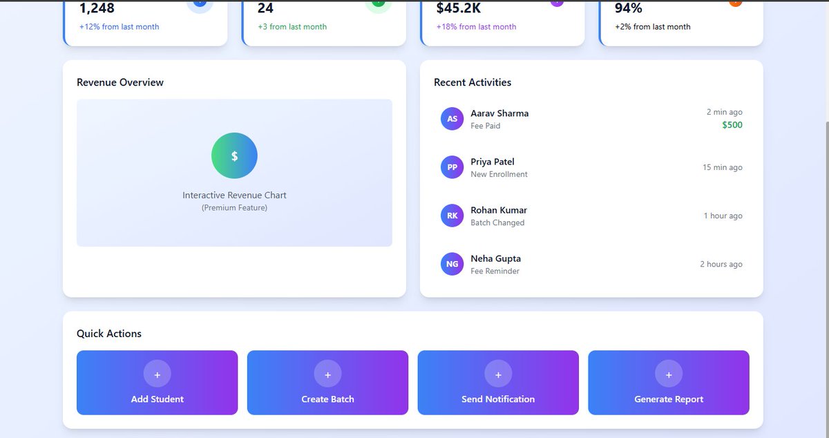 MissionKumar15's tweet image. EduCRM Pro — The Complete AI-Powered Coaching Management System 
7-coaching-crm.vercel.app 
#EduCRM #DashboardDesign #FullStackDeveloper #AIDevelopment #WebApp #MissionKumar #SaaS #EdTech