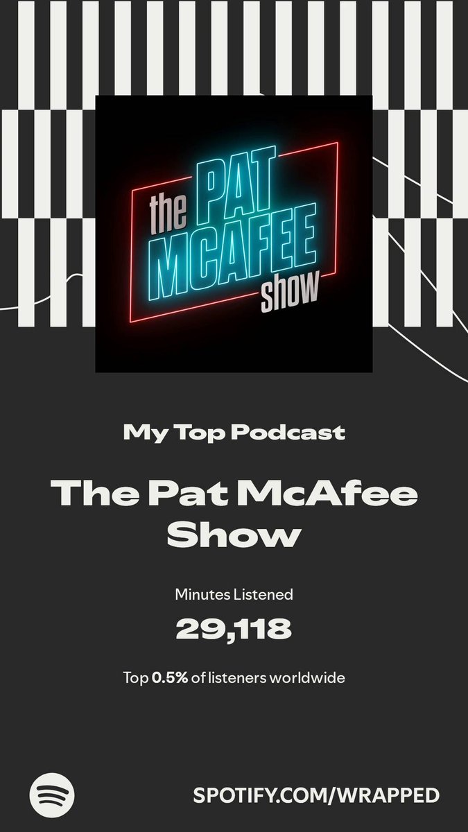 T24may's tweet photo. The Pat McAfee Show got my top spot. More in my #SpotifyWrapped.   https://t.co/5qA7Raxwne https://t.co/0tDXDDITou