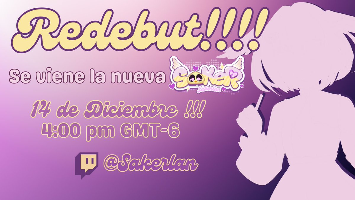 📢 ¡NOTICIÓN! ¡REDEBUT OFICIAL! 📢
Día: 14 de Diciembre Hora: 4:00 PM (GMT-6) Mi nuevo modelo listo para ECLOSIONAR. VIENE CON:
Caritas nuevas 🥺😡
¡RULETA DE PREMIOS Y CASTIGOS! Y ALGUNA SORPRESA. Los espero para estrenarlo. ¡RT/Compartan para ayudar al pollito a volar alto!🐥✨
