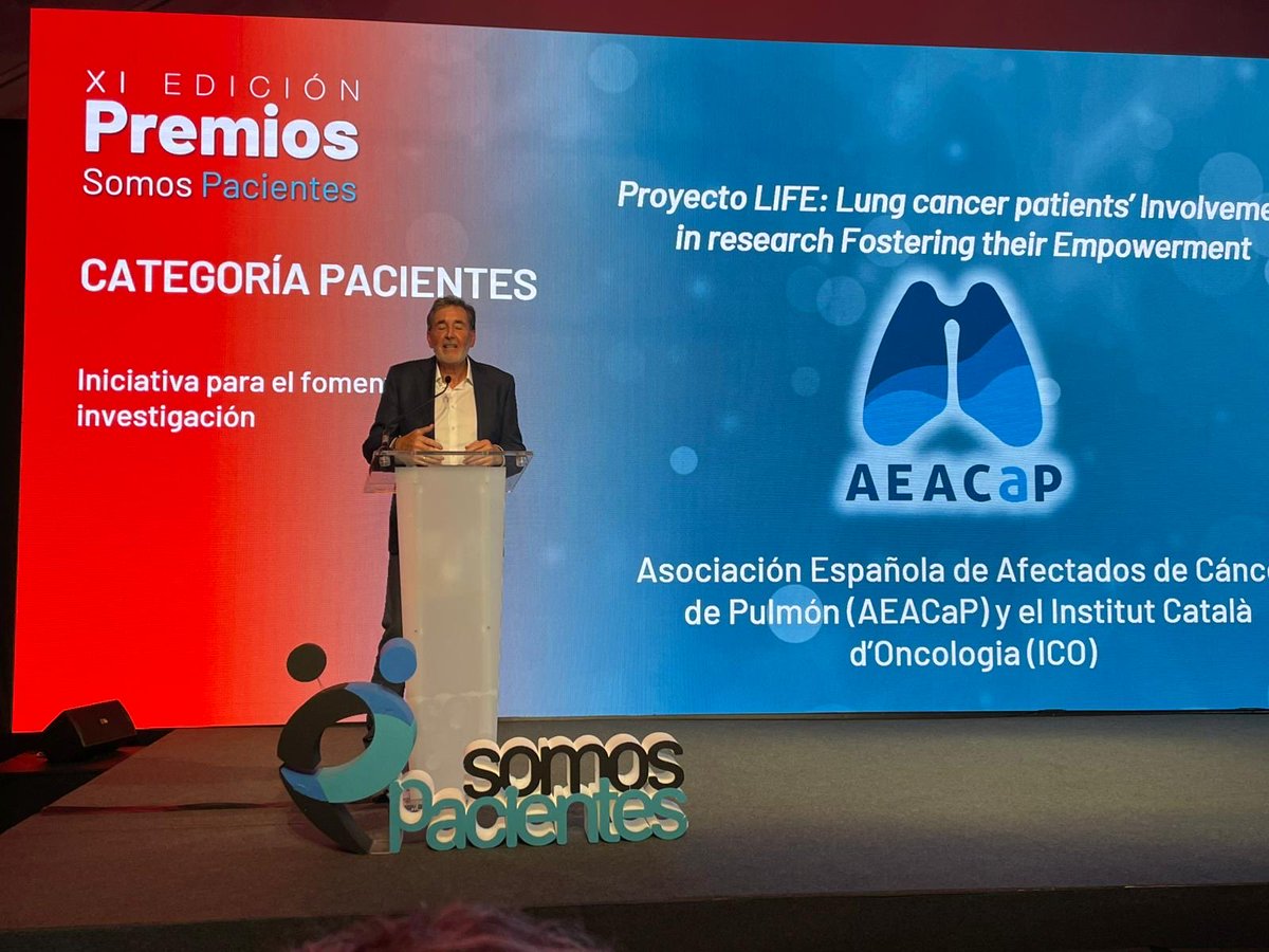 🔵🏅 Esta semana <a href="/AEACaP/">AEACaP</a> ha sido galardonada en la 11ª edición de los Premios <a href="/somos_pacientes/">Somos Pacientes</a>  convocados por <a href="/Farmaindustria/">Farmaindustria</a> 

🔬Distinción en la ‘Categoría Pacientes-Iniciativa para el fomento de la investigación’ al Proyecto LIFE, por un papel activo del paciente en la I+D