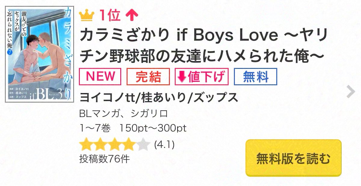 cigarillo_bl's tweet photo. ＼🎖ランクイン御礼②🎖／
『カラミざかり if Boys Love3～親友♂とのセックスが忘れられない俺～』
ヨイコノtt @tt_osc
桂あいり@airikatsura

#コミックシーモア
🏆シーモア先行BL ✨1位✨ 
🏆同級生BL✨1位✨
🏆学生BL✨1位✨
🏆 BL✨2位✨ 
https://t.co/qfCAazuxvl

ご購読ありがとうございます！ https://t.co/PJOsSnNH81