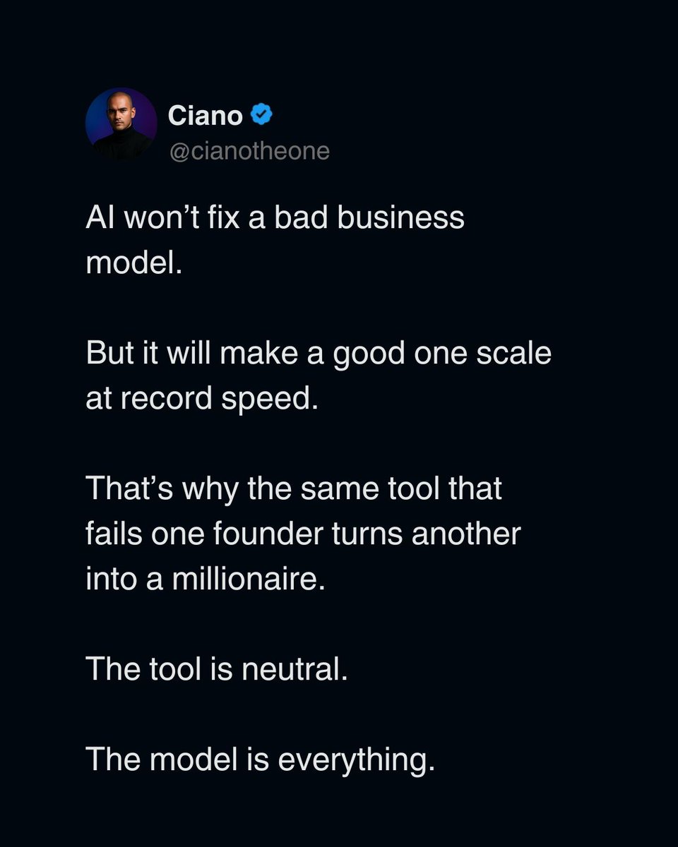 cianotheone's tweet image. I isn’t the magic.
Your model is. 💡

#BusinessModel #AIForBusiness #ScaleSmart