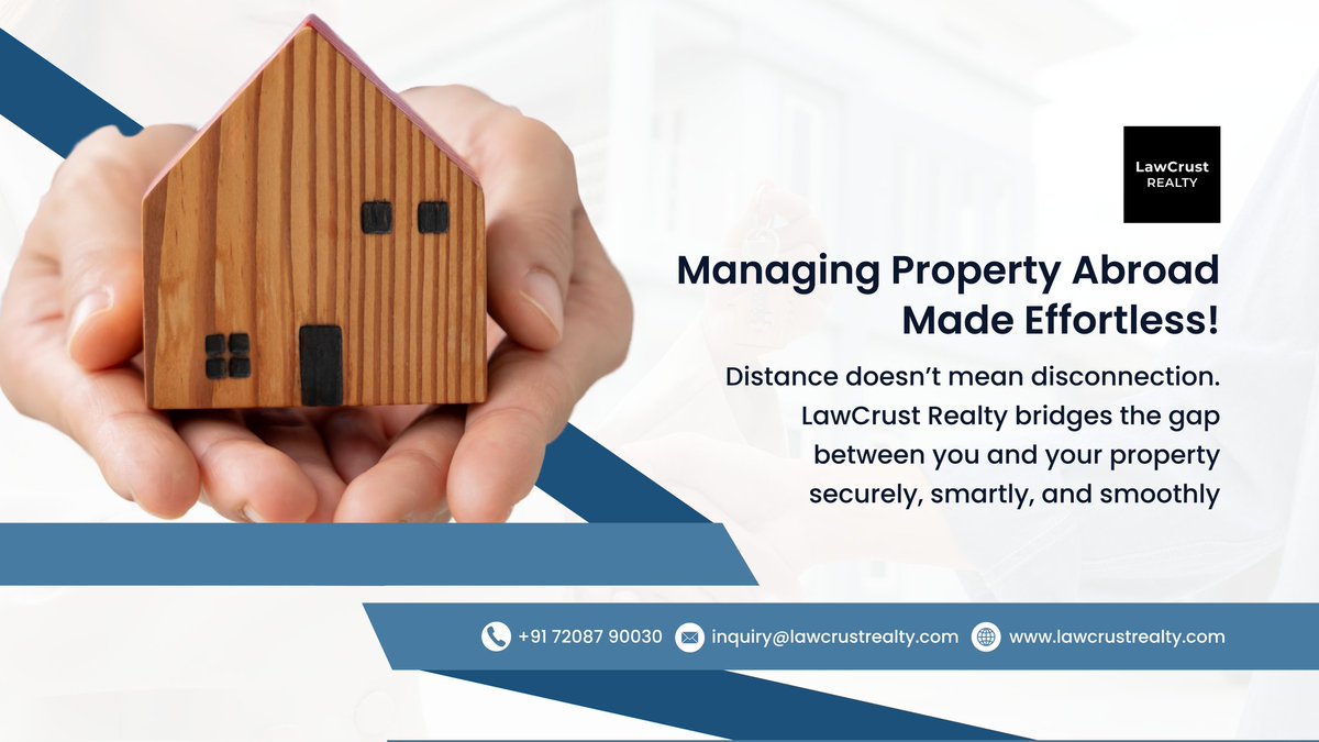 lawcrustrealty's tweet photo. Living abroad and need reliable property management in India?
LawCrust Realty handles everything securely and smoothly so you stay stress-free.
Call: +91 72087 90030
Mail: inquiry@lawcrustrealty.com
Web: https://t.co/uImbGIbiMQ
#NRIProperty #RealtyServices #LawCrustRealty https://t.co/7QmJ1oQVGe