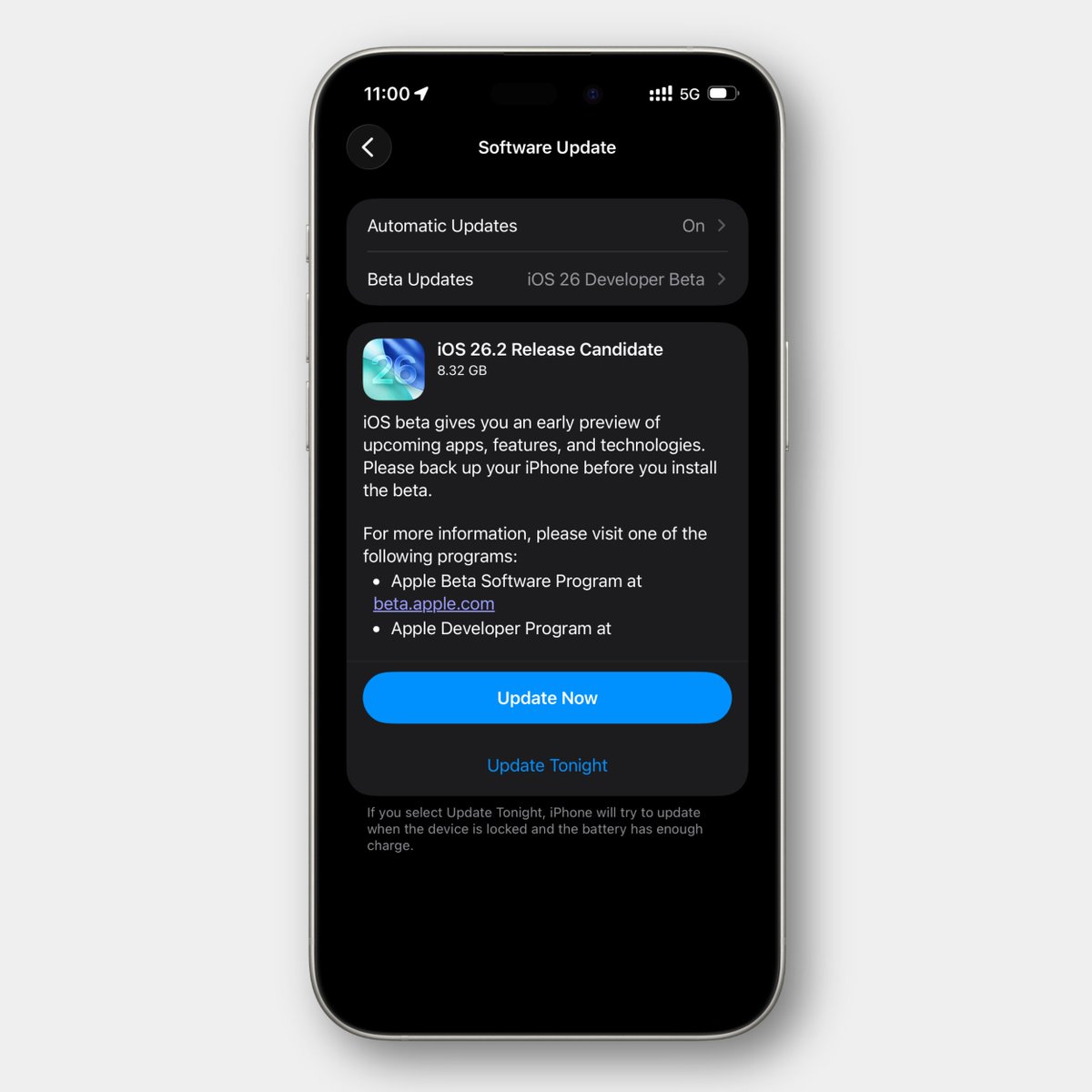 iDownloadBlog's tweet image. iOS 26.2 Beta Release Candidate is out now!