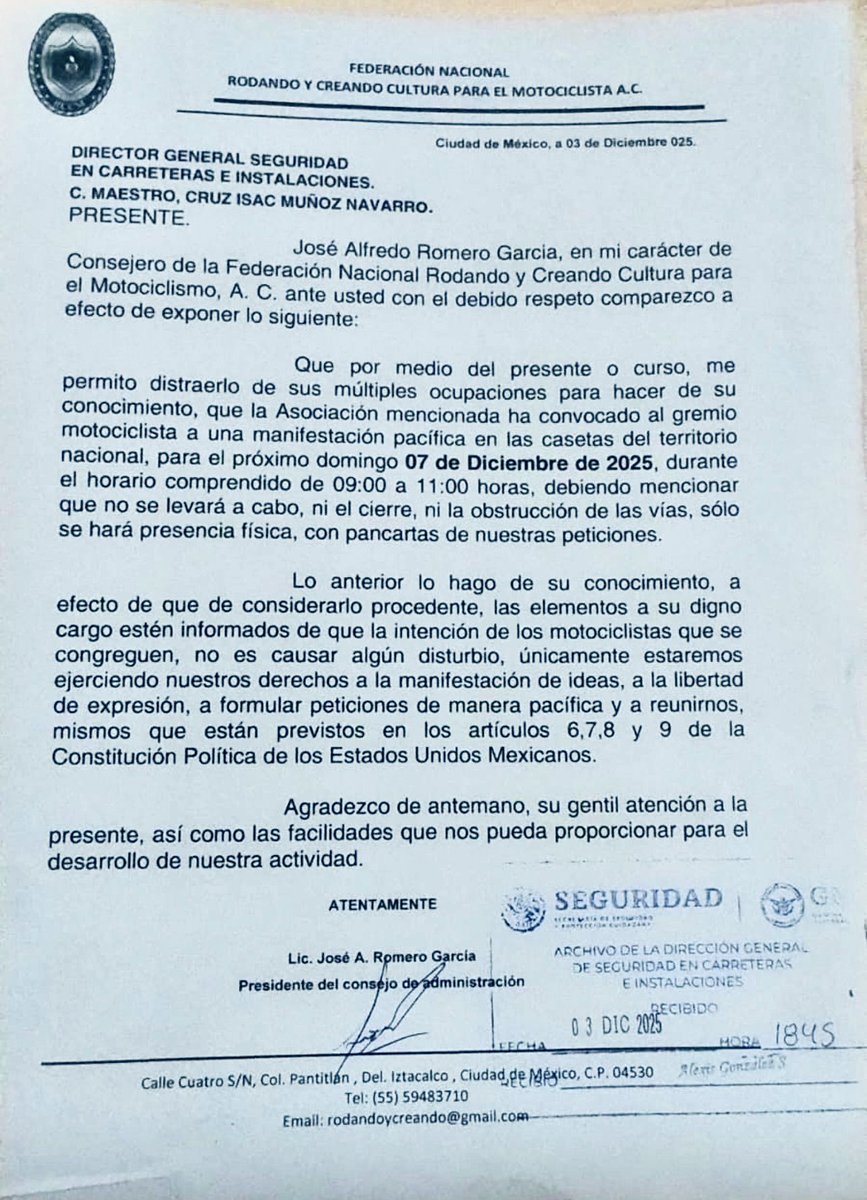 Convocatoria del domingo 7 en todas las casetas del territorio <a href="/mexicano/">Mexicano Chingón</a> <a href="/CAPUFE/">CAPUFE</a> <a href="/Mx_Diputados/">H. Cámara de Diputados</a> <a href="/Claudiashein/">Claudia Sheinbaum Pardo</a> <a href="/CiroGomezL/">Ciro Gómez Leyva</a> <a href="/AristeguiOnline/">Aristegui Noticias</a> <a href="/Televisa/">Televisa</a> <a href="/telediariomty/">@telediariomty</a> <a href="/Azteca/">TV Azteca</a> <a href="/GobiernoMX/">Gobierno de México</a> <a href="/GN_Carreteras/">Guardia Nacional Carreteras</a> <a href="/motopeajecero/">MotoPeajeEquitativo</a> <a href="/Jose_Romero297/">@jose_romero</a> <a href="/lopezdoriga/">Joaquín López-Dóriga</a> <a href="/JuanHugoNeza/">Juan Hugo de la Rosa</a> <a href="/Adolfo_Cerqueda/">Adolfo Cerqueda Rebollo</a> <a href="/edomex/">Gobierno del Estado de México</a>