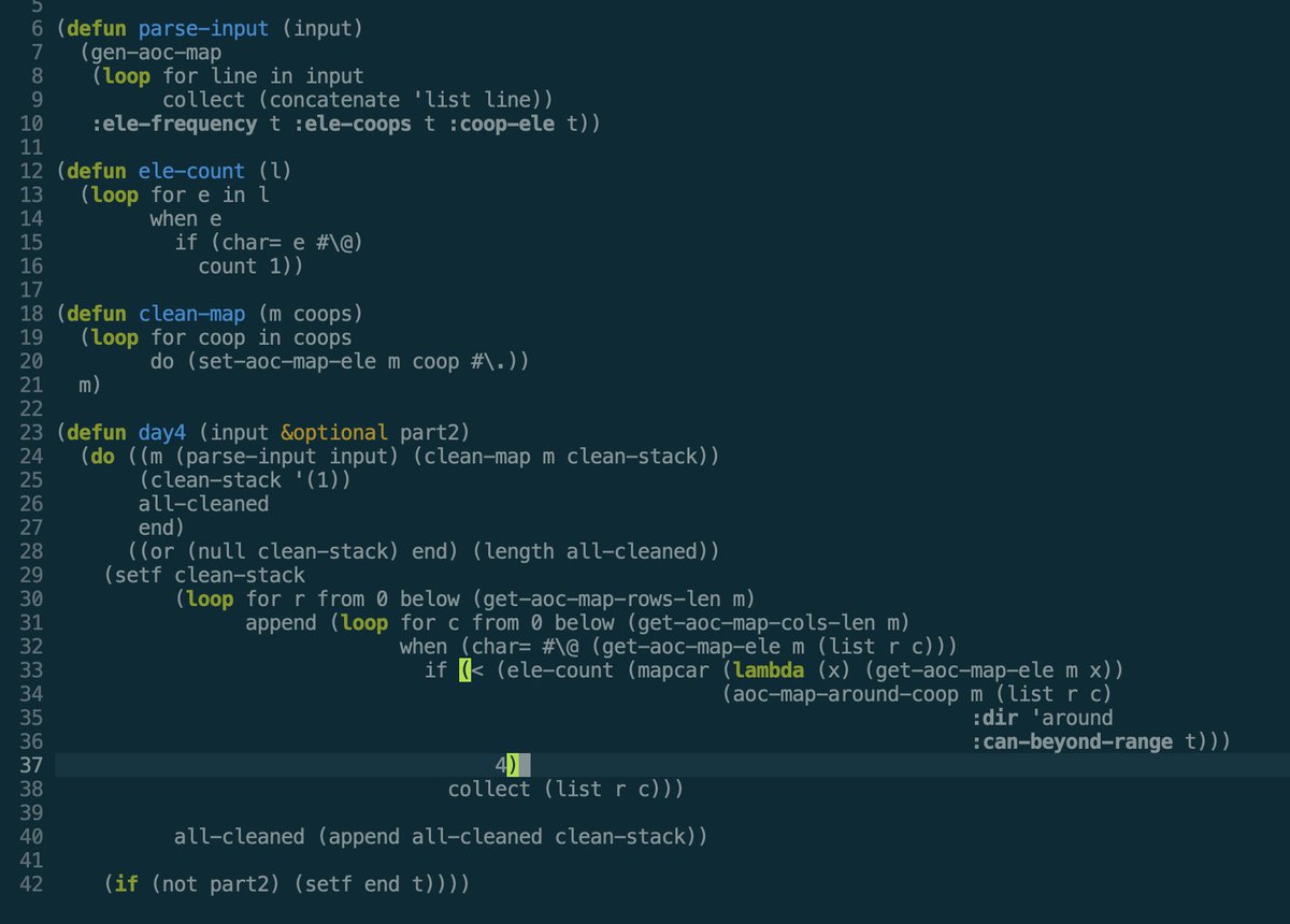 ccQpein's tweet image. #AdventOfCode 2025 day4 #lisp

The half of time spent on recalling the aoc map lib I wrote before.

I thought the second part might be some dijkstra or something. It just run more times.