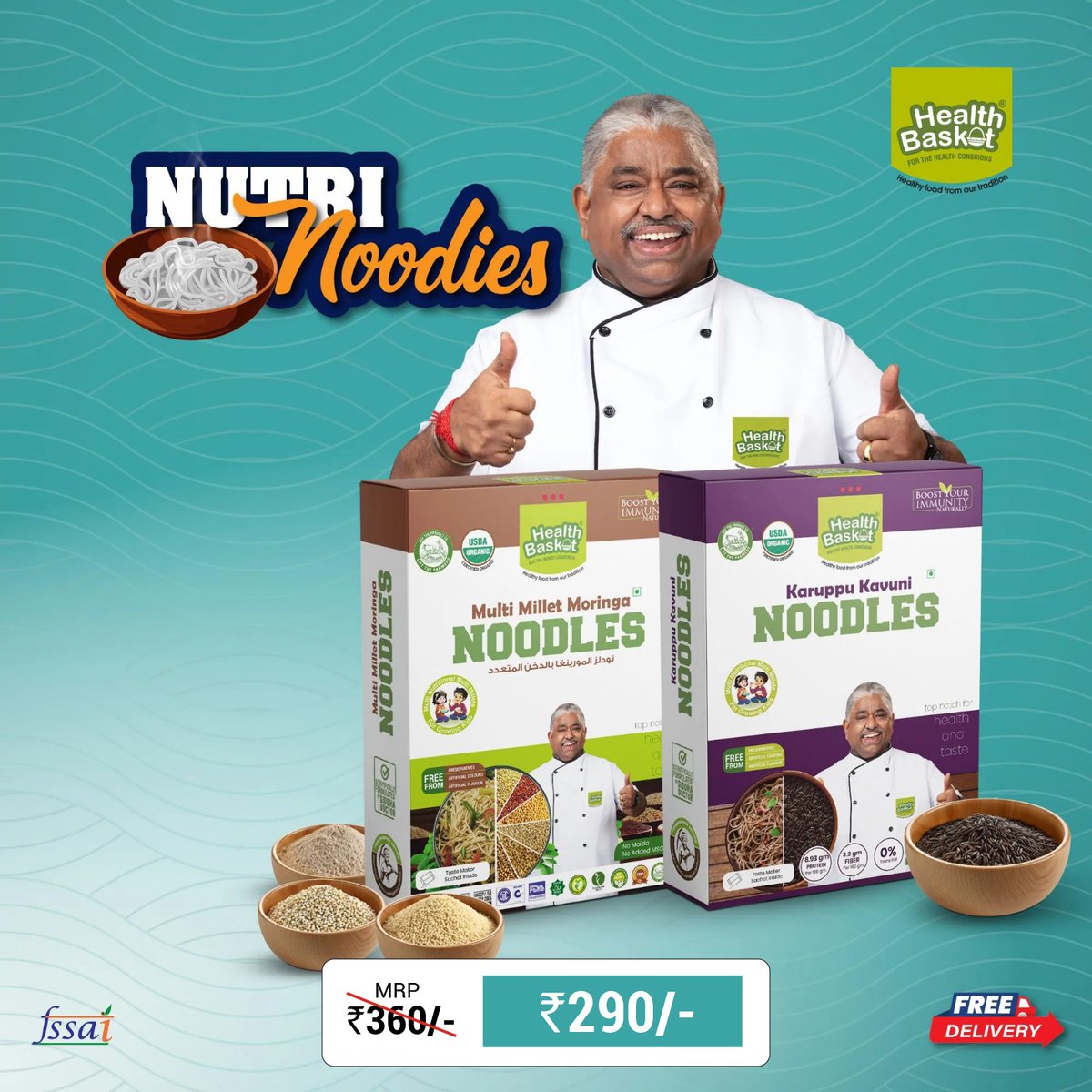 HealthBasketIND's tweet image. Health Basket "Healthy Noodles" Combo  Offer
- Multi Millet Moringa Noodles 
- Karuppu Kavuni Noodles

Mrp: ₹ 360
Offer Price: ₹ 290

Order Now
healthbasketonline.com
Call - +91 97159 01111
WhatsApp - +91 97909 33606
#HealthyNoodles #ComboOffer #healthbasket