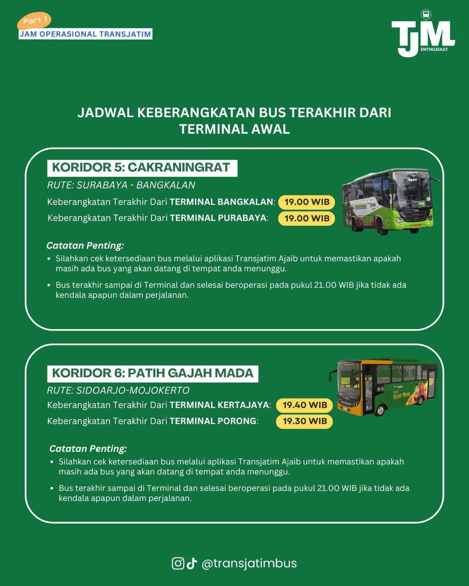 transjatimbus's tweet photo. BERIKUT JADWAL KEBERANGKATAN BUS PALING TERAKHIR DARI TERMINAL https://t.co/T0zJhrSVLq