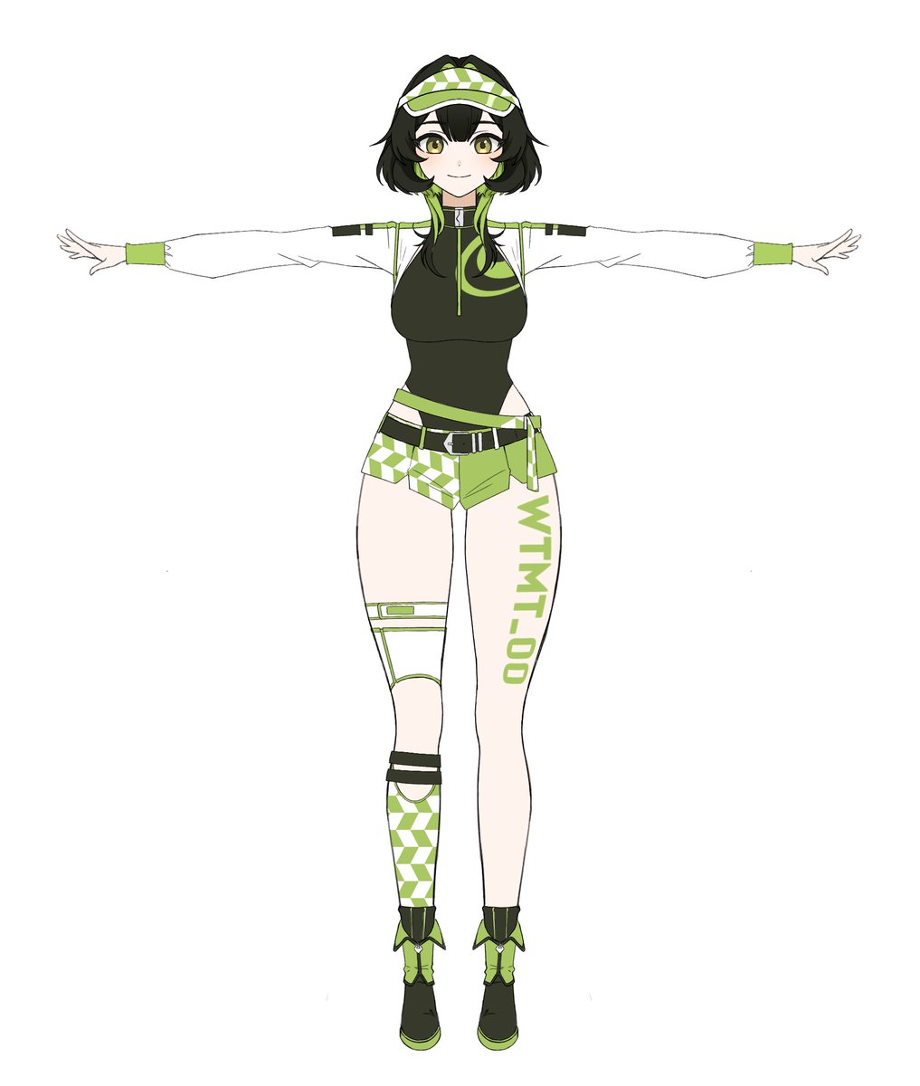 wtmt_00's tweet image. #VTuberDesign #VTuberModel #OC #OriginalCharacter
#CharacterDesign #OutfitDesign #conceptdesign  #illustration 
Racing Motif Vtuber Outfit🦕🍀