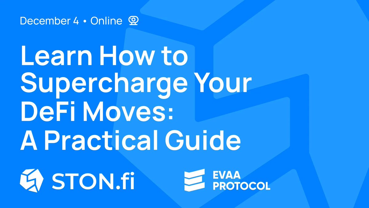 Defi_Quinzy's tweet image. GM Guys,
#STON.fi × EVAA goes LIVE today 

If #DEFİ looping ever looked like magic to you,
 today you finally get the cheat codes

Learn swaps and lending strategies, 
ask questions, win tokens

Don’t miss it,
Join the session @ston_fi