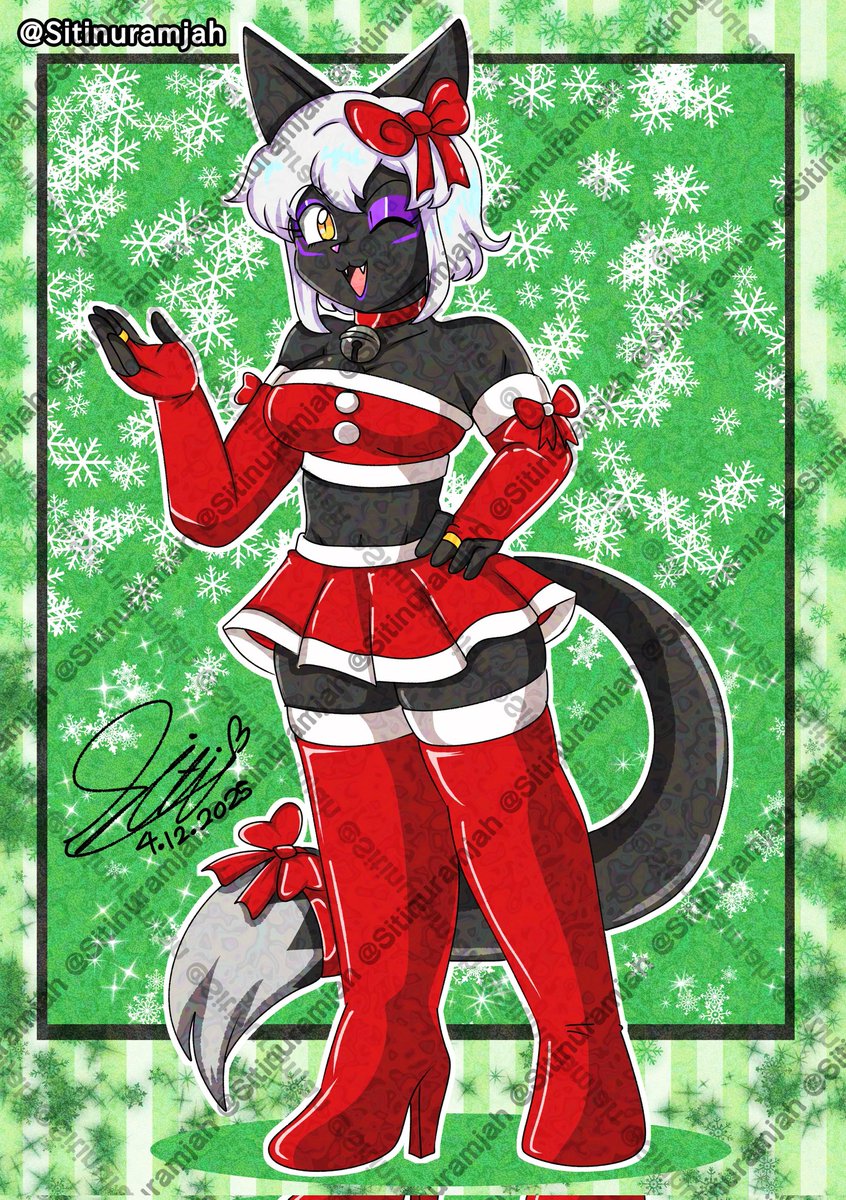 オリキャラ/キン肉マンII世] #fanart Onyx cat dressing santa girl