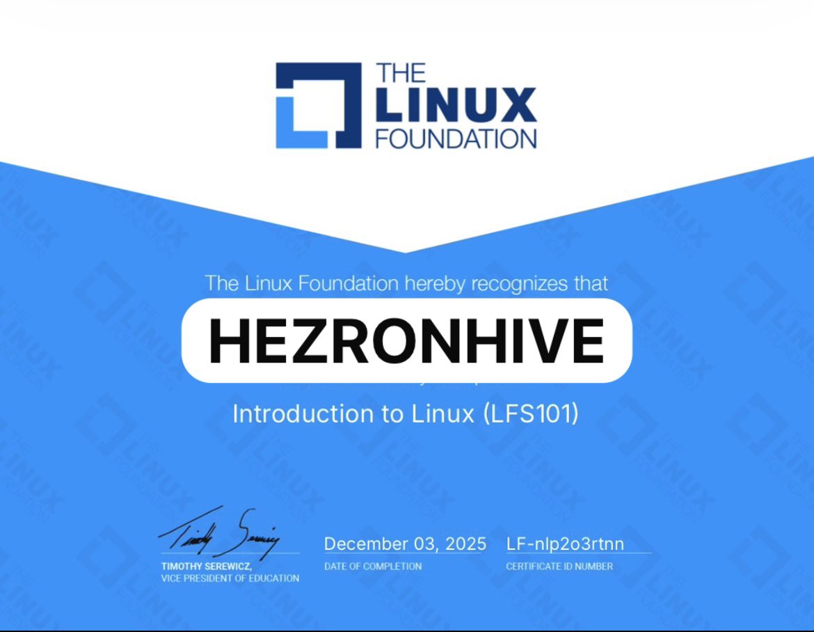 hezronhive's tweet image. Knocked this one out the park #CyberSecurity #Linux #LinuxFoundation #TechInAction #TechandAction