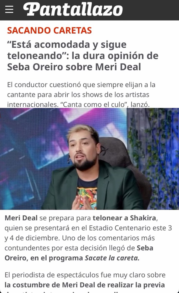 slcuruguay_'s tweet photo. @portalmvd 

Seba Oreiro habló de #Merideal y Lucho Román explotó 
“Esta acomodada y canta como el cu..”
@Onlinetv2025 @Juan_F1985 @gh2022ok @EspiandoOfIcial @GeorrMartilotta @matigonz25_ #tocoparavos #slc https://t.co/mg0HqSosVk