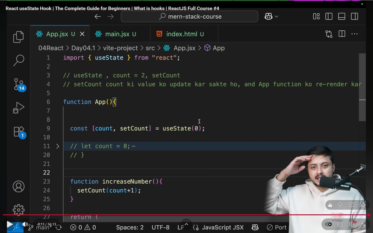 PankajB42550's tweet image. 🚀 Day 41 — Web Dev Journey! 🔥
🎯 Topic: React useState Hook (First Principles)
▶️ youtu.be/ctks8tizcco?si…

🙏 Instructors:
@adityatandon02
@rohit_negi9 

🤝 Let’s connect!

#React #useState #ReactHooks #WebDevelopment #Frontend
Radhe Radhe 😊🙏