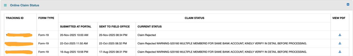 FI_InvestIndia's tweet image. Dear @officialepfo,

A close friend of mine has been unemployed for more than 12 months. He has been trying to withdraw his EPF and he has got rejected 3 times now.

He has only one UAN. Everything is linked correctly. After 2 rejections, he tried linking another bank account.…