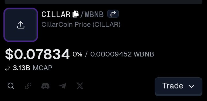 The current price and market value FDV for #CillarCoin ($CILLAR). We expect CILLAR to gain fast momentum as @AfrailX is deployed, supported by <a href="/saceindex/">SACE Index</a>
