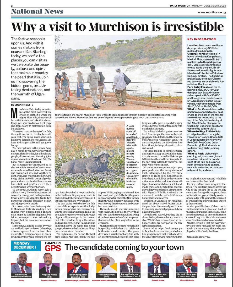 Have you been to Murchison Falls?

Nothing beats standing beside the world’s most powerful waterfall and feeling the Nile’s energy beneath your feet. 

Here is why you should consider a visit to Murchison falls this festive season.

#ExploreUganda #VisitMurchison