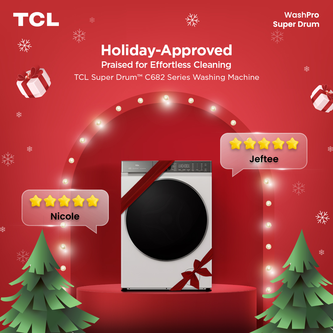 TCLPH's tweet photo. 5 stars for the TCL C682! ⭐⭐⭐⭐⭐ Thanks for trusting a washer that keeps laundry day smooth, fast, and hassle-free. We love hearing how this Super Drum makes laundry effortless.
#TCLCustomerReview #TCLHolidayApproved #TCLC682 #TCLSmartClean #TCLSupremeCare #TCLSuperDrum https://t.co/MvfOlpaNva