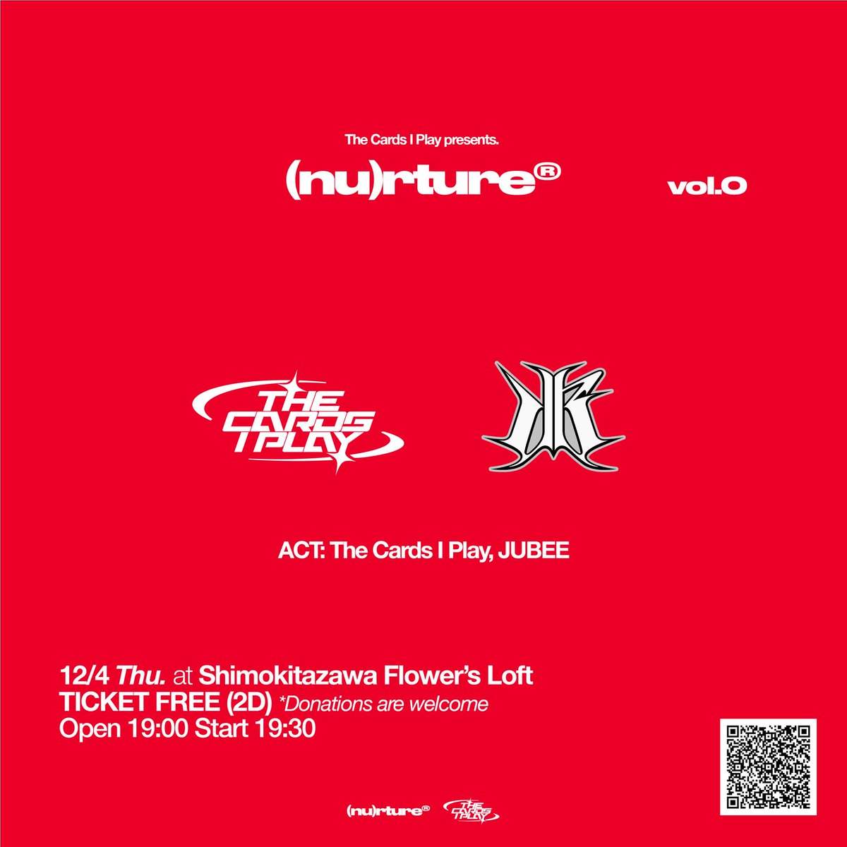 JUBEE_staff's tweet photo. Today
The Cards I Play pre. (nu)rture® vol.0
2025/12/4(Thu.) @下北沢 Flowers Loft
OPEN 19:00 / START 19:30
■出演
The Cards I Play
JUBEE
🎫 Ticket Sold Out!
※場内の様子を見て、当日券を出す可能性がございます。
#JUBEE
#TheCardsIPlay https://t.co/n1pO3JJUfl